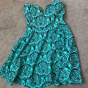 Aqua and black dress